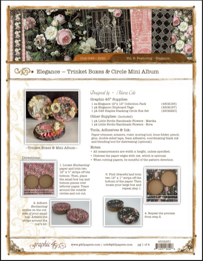 Printable Project Sheet, Graphic 45, Stacking Boxes, Circle Mini Album