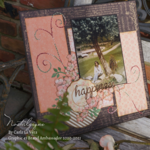 Embroidered Layout tutorial, Carla La Vera, Graphic 45, scrapbooking