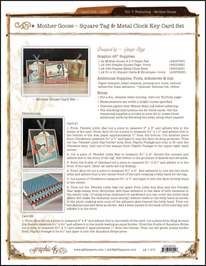 Graphic 45, Mother Goose, Tag Card Set