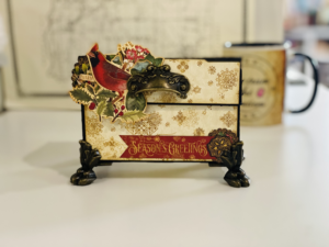 Warm wishes, upcycled tea box, Madi Azar