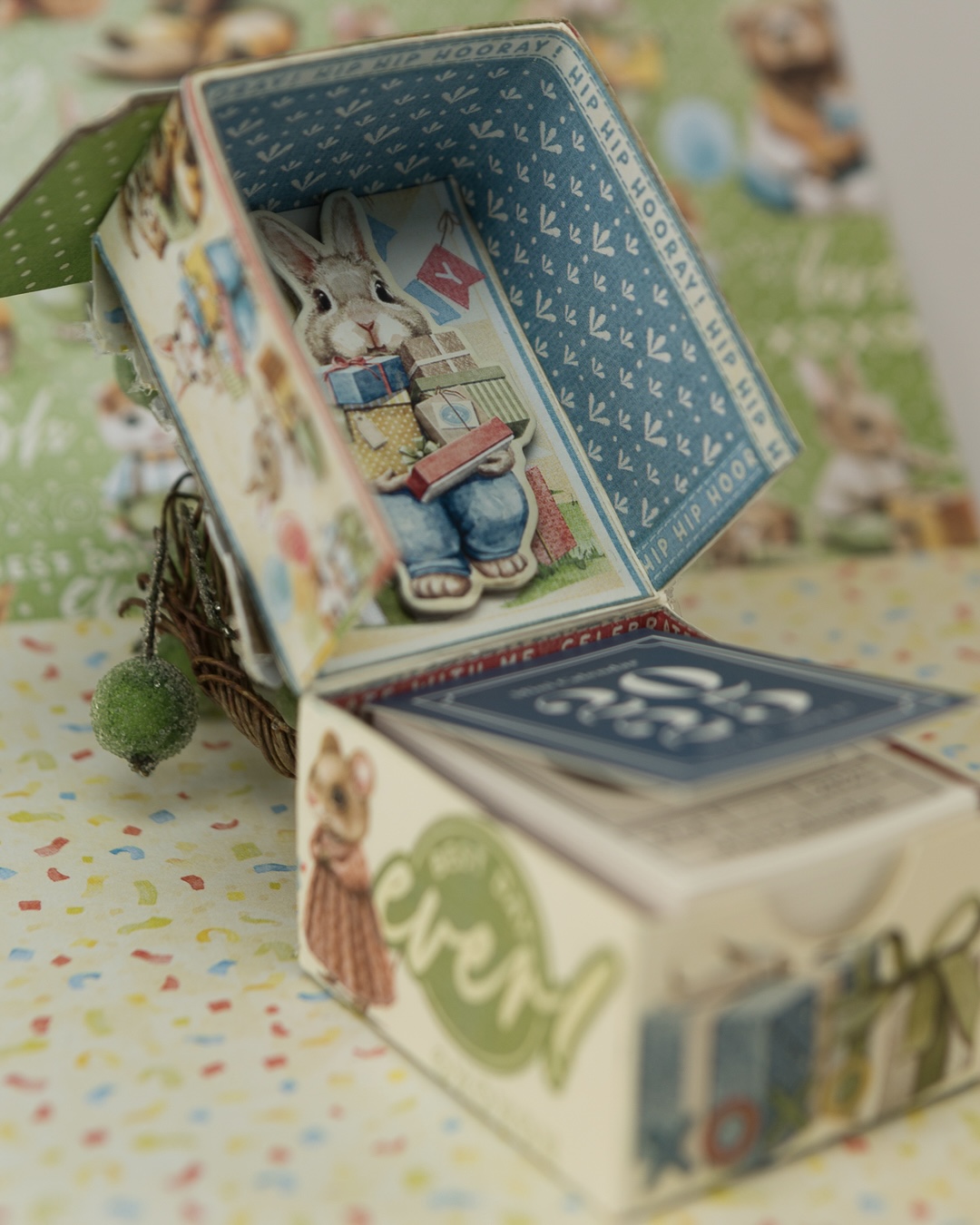 Hip Hip Hooray Tiny Mini Calendar, Calendar in a Box, DIy Calendar, Tati Scrap