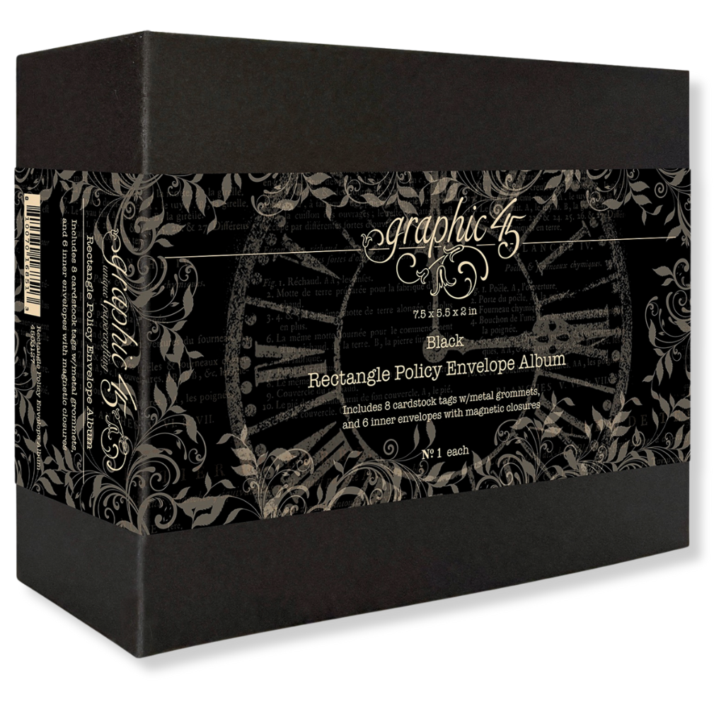 Rectangle Policy Envelope Album — Black – Graphic 45 Papers, image size:1026x1026