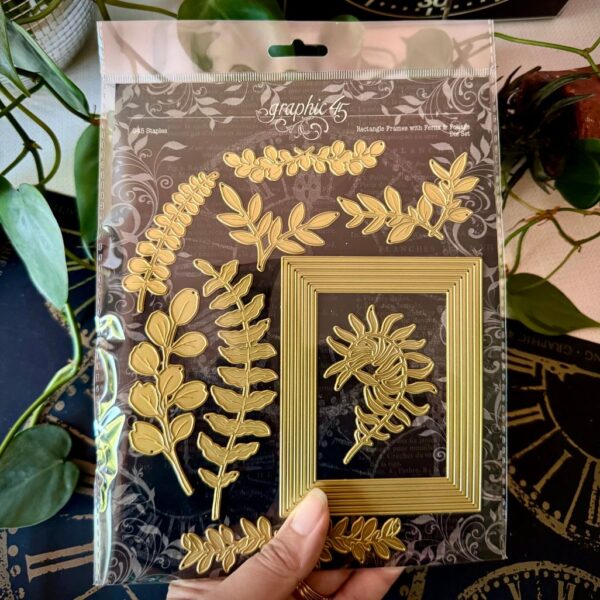 クリエイティブメモリーズ　カッティングテンプレートセット　ペーパーセット Rectangle Frames with Ferns & Foliage Die Set – Graphic 45 Papers
